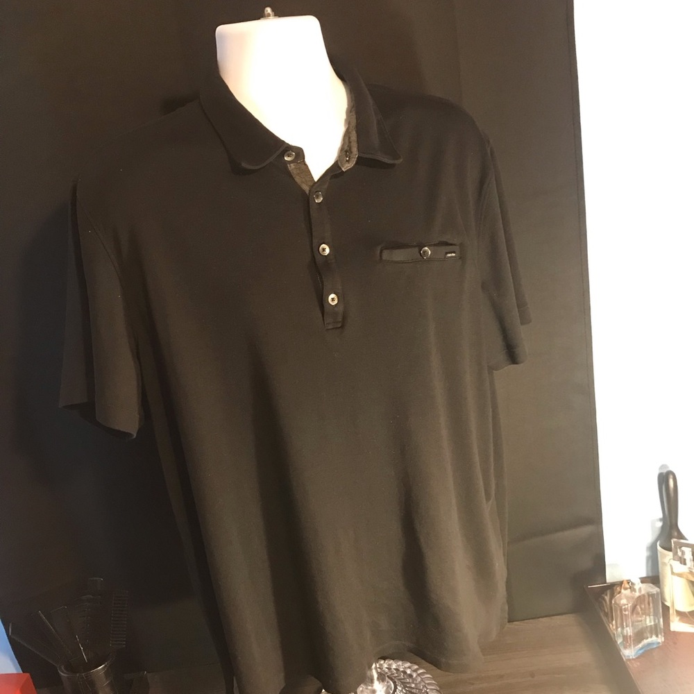 Calvin Klein all black pocket polo shirt size L